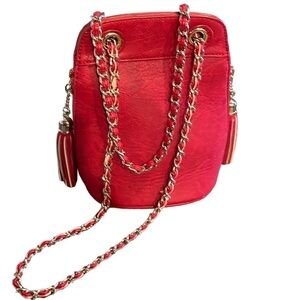 Vintage Red zippered Faux‎ Leather Purse